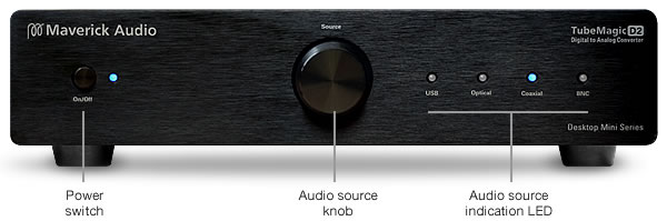 Front panel of Maverick Audio TubeMagic D2